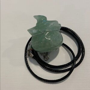 Light Green aventurine crystal witch pumpkin Pendant Necklace